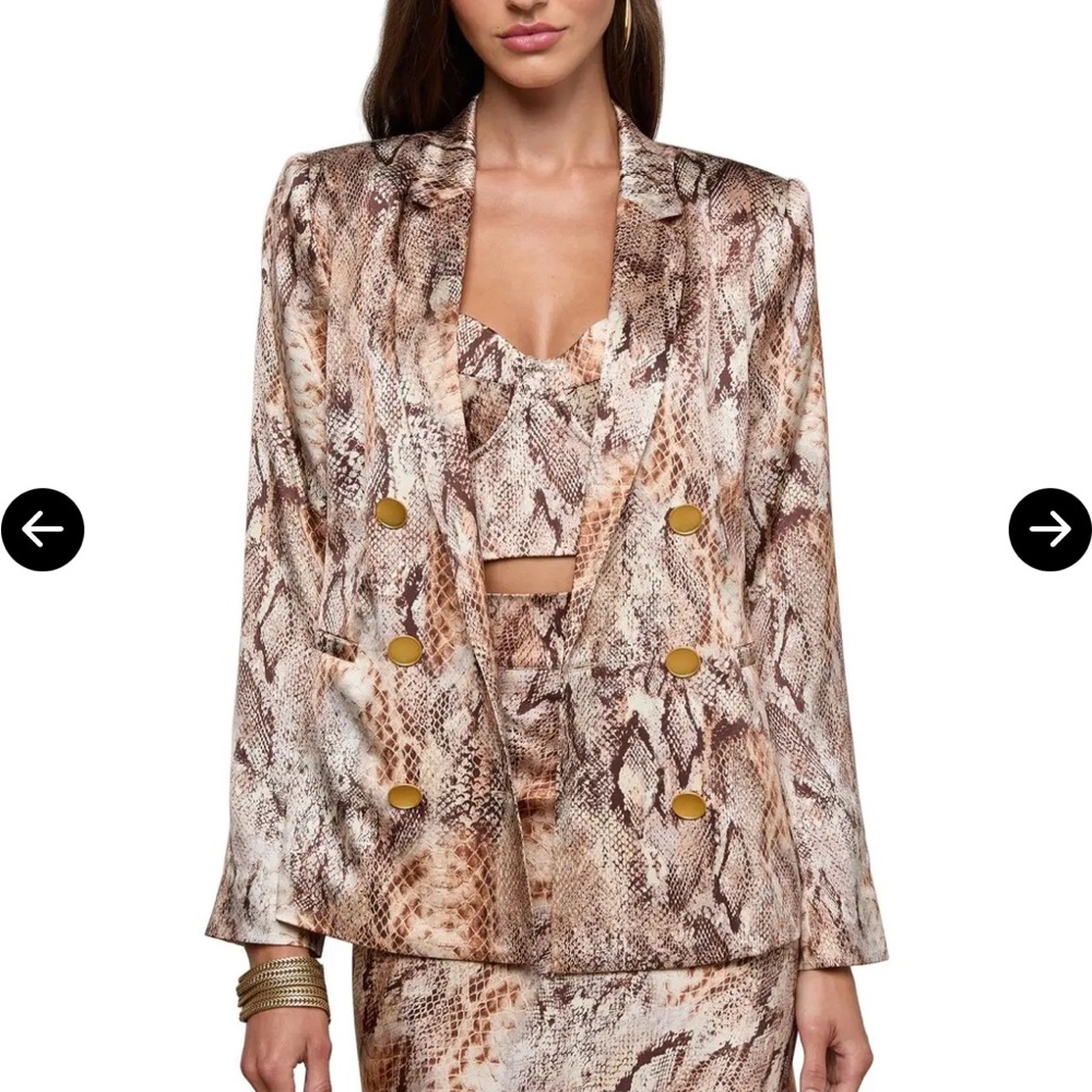 L’AGENCE Colin Silk Blazer - Tan Multi Western Snake Print